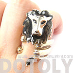 Adjustable Lion Animal Wrap Around Ring in Shiny Gold | DOTOLY | DOTOLY