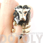 Adjustable Lion Animal Wrap Around Ring in Shiny Gold | DOTOLY | DOTOLY