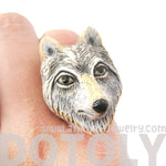 Adjustable Lone Wolf Shaped Porcelain Ceramic Animal Ring | Handmade | DOTOLY