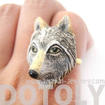 Adjustable Lone Wolf Shaped Porcelain Ceramic Animal Ring | Handmade | DOTOLY