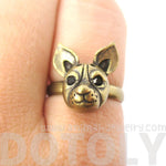 Adjustable Puppy Head Shaped Animal Ring in Brass | Gifts for Dog Lovers | DOTOLY