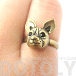 Adjustable Puppy Head Shaped Animal Ring in Brass | Gifts for Dog Lovers | DOTOLY