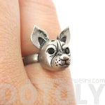 Adjustable Puppy Head Shaped Animal Ring in Silver | Gifts for Dog Lovers | DOTOLY