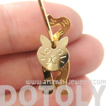 Adorable 3D Kitty Cat Shaped Dangle Hoop Earrings in Gold | Animal Jewelry | DOTOLY