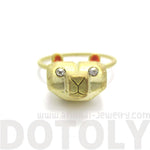Adorable 3D Polar Bear Head Shaped Animal Ring in Gold | DOTOLY