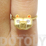 Adorable 3D Polar Bear Head Shaped Animal Ring in Gold | DOTOLY