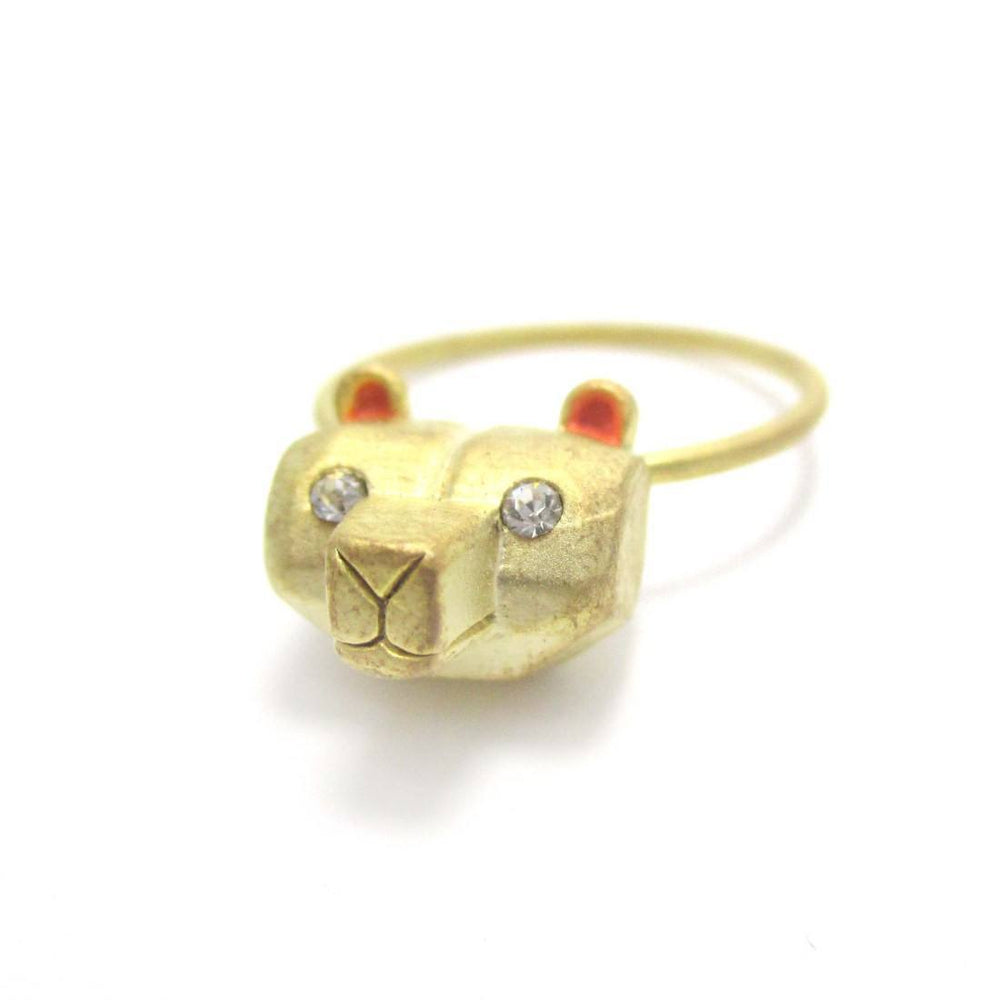 Adorable 3D Polar Bear Head Shaped Animal Ring in Gold | DOTOLY