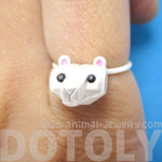 Adorable 3D Polar Bear Head Shaped Animal Ring in Silver | DOTOLY