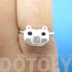 Adorable 3D Polar Bear Head Shaped Animal Ring in Silver | DOTOLY