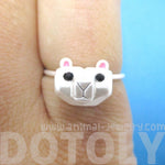 Adorable 3D Polar Bear Head Shaped Animal Ring in Silver | DOTOLY