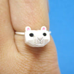 Adorable 3D Polar Bear Head Shaped Animal Ring in Silver | DOTOLY