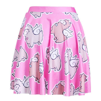 Adorable Alpaca Llama with Wings All Over Print Skirt with Elastic Waist in Pink | DOTOLY