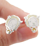 Adorable Alpaca Sheep Lamb Face Shaped Stud Earrings in Silver | Allergy Free | DOTOLY