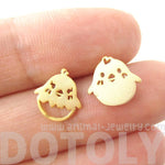 Adorable Baby Boy and Girl Chick Bird Shaped Animal Inspired Stud Earrings in Gold | DOTOLY