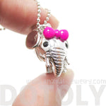 Adorable Baby Elephant With A Bow Shaped Pendant Necklace in Silver | DOTOLY | DOTOLY