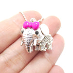 Adorable Baby Elephant With A Bow Shaped Pendant Necklace in Silver | DOTOLY | DOTOLY