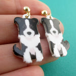 Adorable Border Collie Australian Shepherd Puppy Shaped Stud Earrings