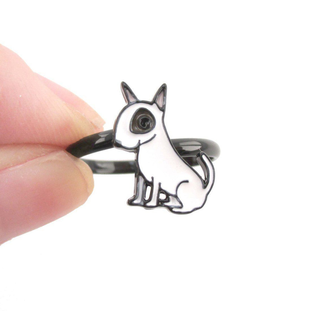 Adorable Bull Terrier Dog Shaped Enamel Adjustable Ring | DOTOLY | DOTOLY