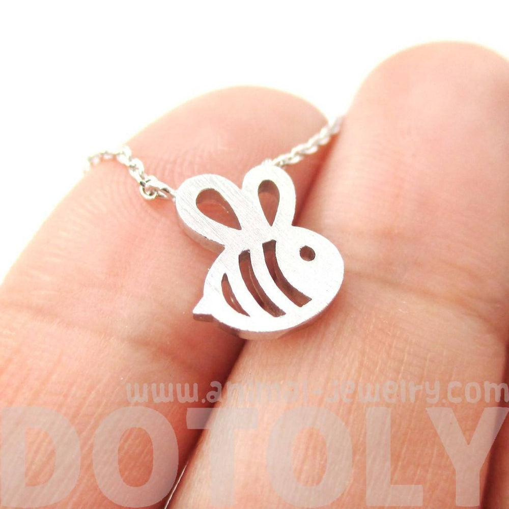 Adorable Bumble Bee Insect Shaped Charm Necklace in Silver | Animal Jewelry | DOTOLY