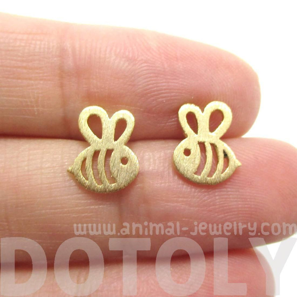 Adorable Bumble Bee Insect Shaped Stud Earrings in Gold | Animal Jewelry | DOTOLY