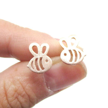 Adorable Bumble Bee Insect Shaped Stud Earrings in Rose Gold | Animal Jewelry | DOTOLY