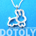 Adorable Bunny Rabbit Animal Outline Pendant Necklace in Silver | DOTOLY | DOTOLY