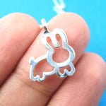 Adorable Bunny Rabbit Animal Outline Pendant Necklace in Silver | DOTOLY | DOTOLY