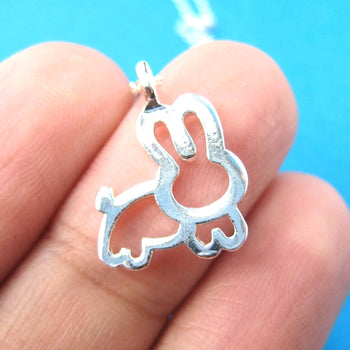 Adorable Bunny Rabbit Animal Outline Pendant Necklace in Silver | DOTOLY | DOTOLY