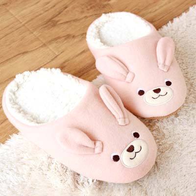 Adorable Bunny Rabbit Animal Shaped Slip-On Slippers for Women in Pink | DOTOLY