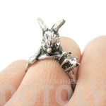 Adorable Bunny Rabbit Shaped Animal Inspired Ring in Silver with Rhinestones | US Size 6 | DOTOLY