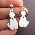 Adorable Cavalier King Charles Spaniel Puppy Shaped Stud Drop Earrings