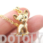 Adorable Chihuahua Puppy Dog Shaped Animal Pendant Necklace in Gold | DOTOLY