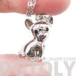 Adorable Chihuahua Puppy Dog Shaped Animal Pendant Necklace in Silver | DOTOLY