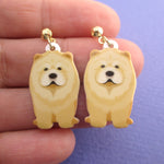 Chow-Chow Fluffy Lion Puppy Shaped Stud Drop Earrings for Dog Lovers