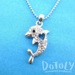 Adorable Dolphin Shaped Rhinestone Pendant With Heart Cut Out Necklace | DOTOLY