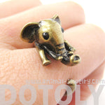 Adorable Elephant Shaped Animal Wrap Ring in Brass | US Sizes 7 to 9 | DOTOLY