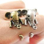 Adorable Elephant Shaped Animal Wrap Ring in Brass | US Sizes 7 to 9 | DOTOLY