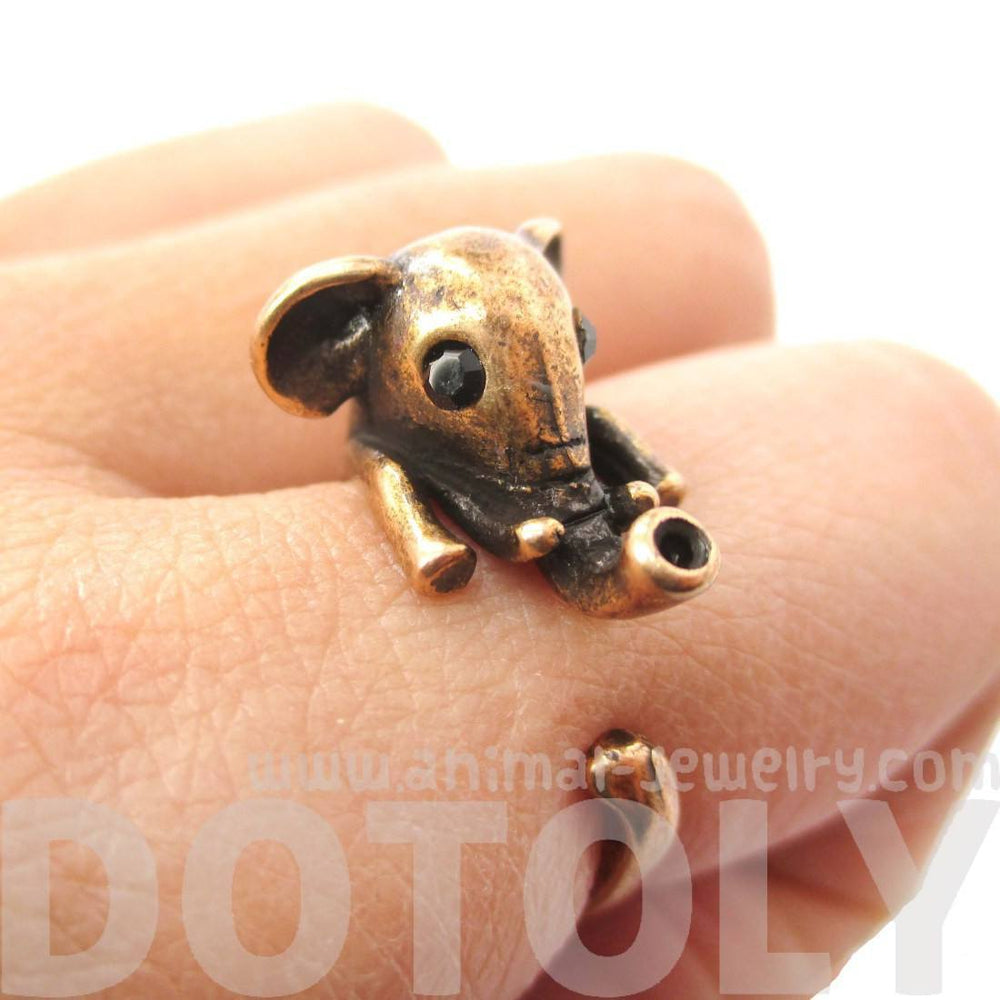 Adorable Elephant Shaped Animal Wrap Ring in Copper | US Sizes 7 to 9 | DOTOLY