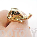 Adorable Elephant Shaped Animal Wrap Ring in Shiny Gold | US Sizes 7 to 9 | DOTOLY