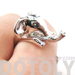 Adorable Elephant Shaped Animal Wrap Ring in Shiny Silver | US Sizes 7 to 9 | DOTOLY
