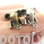 Adorable Elephant Shaped Animal Wrap Ring in Silver | US Sizes 7 to 9 | DOTOLY