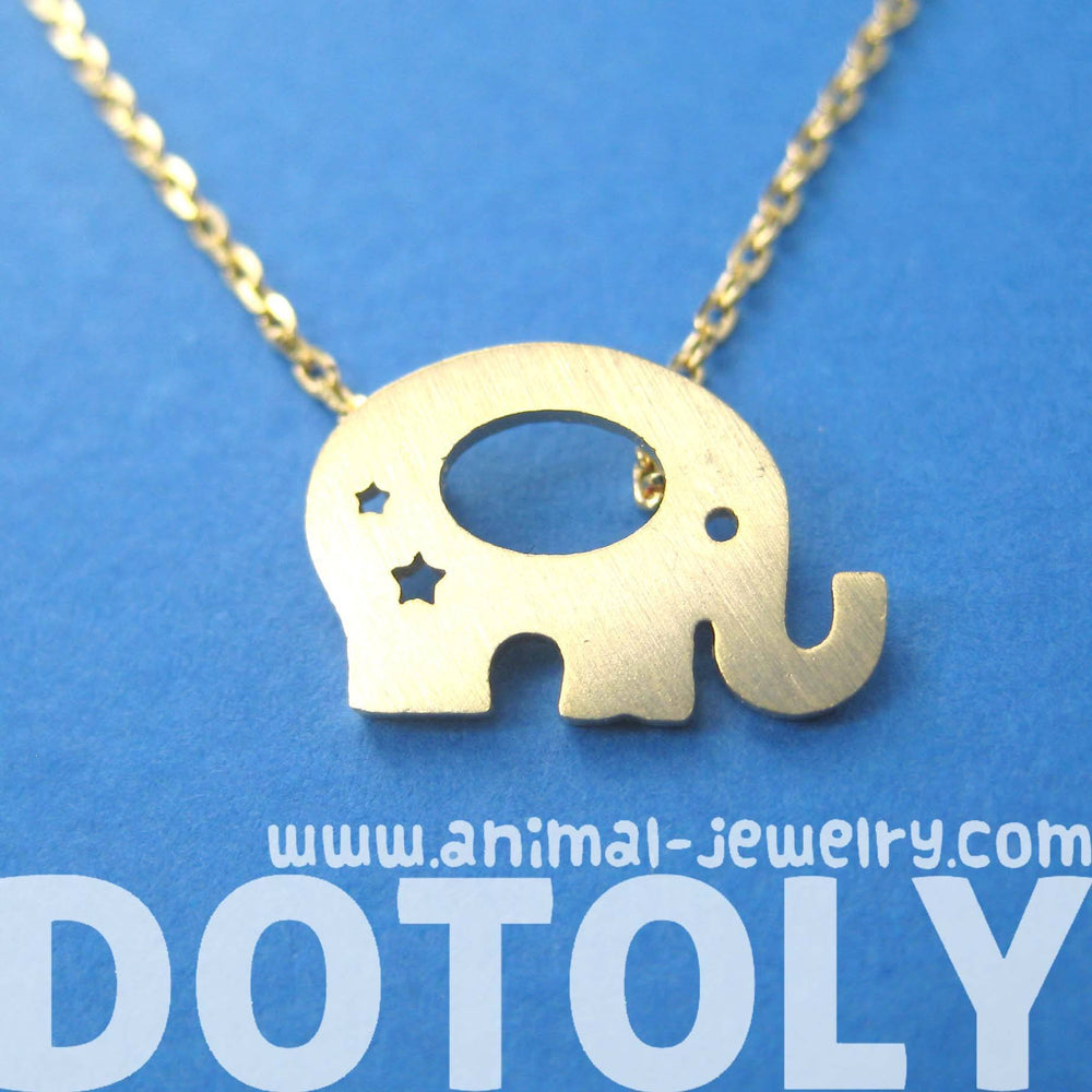 Adorable Elephant Silhouette Shaped Charm Necklace in Gold | DOTOLY | DOTOLY