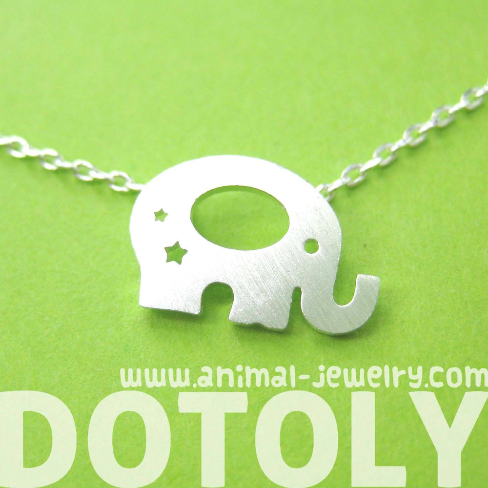 Adorable Elephant Silhouette Shaped Charm Necklace in Silver | DOTOLY | DOTOLY