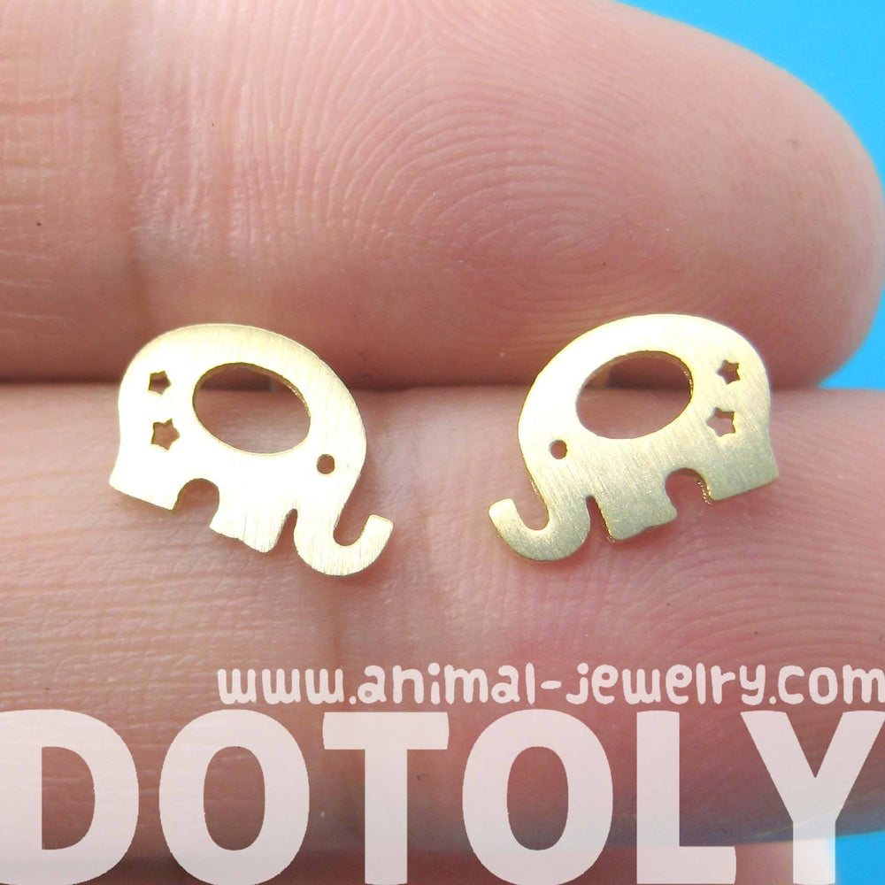 Adorable Elephant Silhouette Shaped Stud Earrings in Gold | Allergy Free | DOTOLY