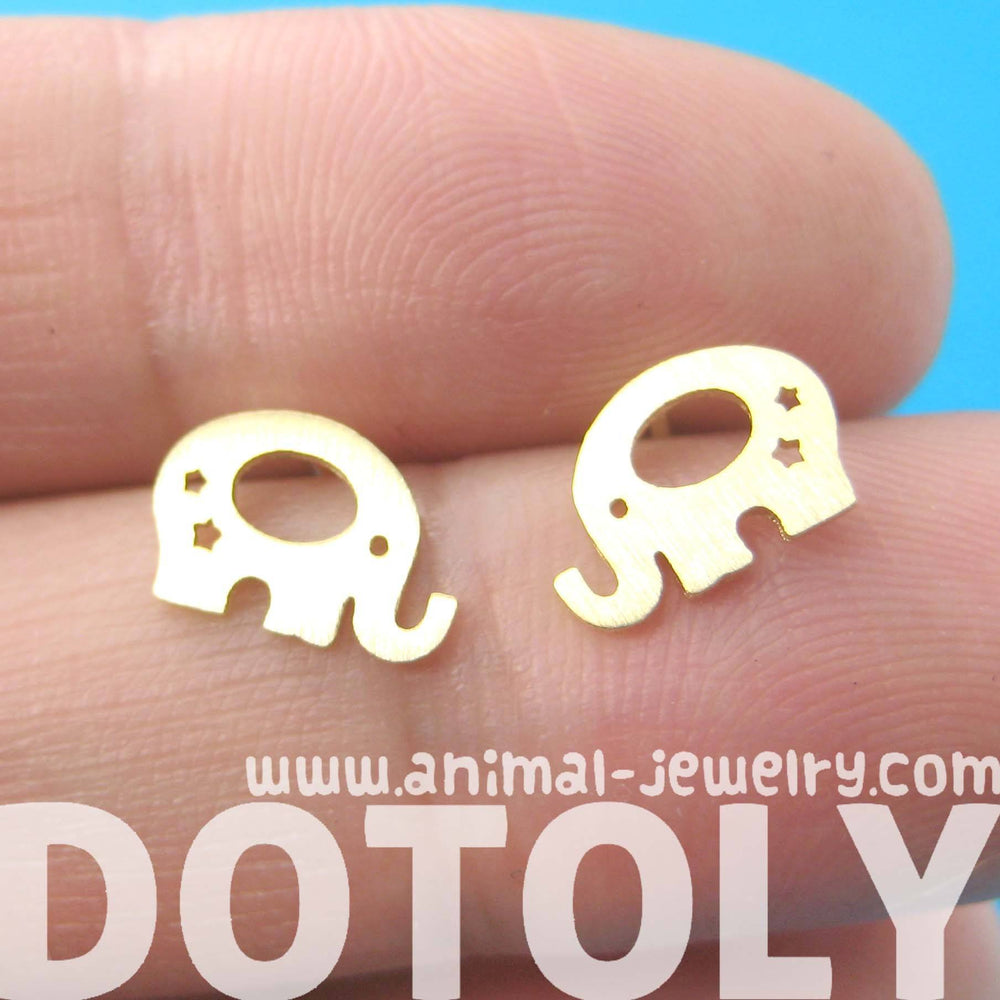 Adorable Elephant Silhouette Shaped Stud Earrings in Gold | Allergy Free | DOTOLY