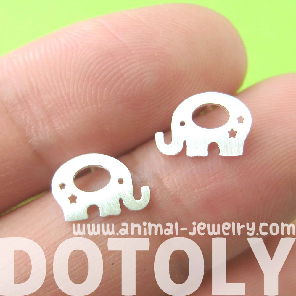 Adorable Elephant Silhouette Shaped Stud Earrings in Silver | Allergy Free | DOTOLY