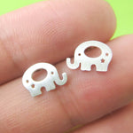 Adorable Elephant Silhouette Shaped Stud Earrings in Silver | Allergy Free | DOTOLY