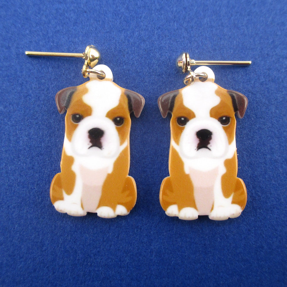 Adorable English Bulldog Puppy Shaped Stud Drop Earrings for Dog Lovers