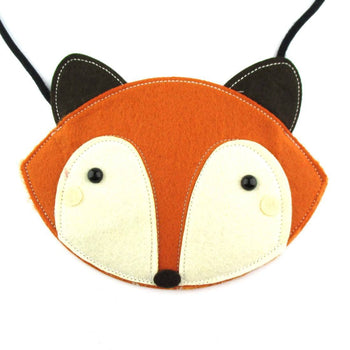 Adorable Fox Wolf Face Shaped Animal Themed Shoulder Felt Bag for Kids in Orange | DOTOLY