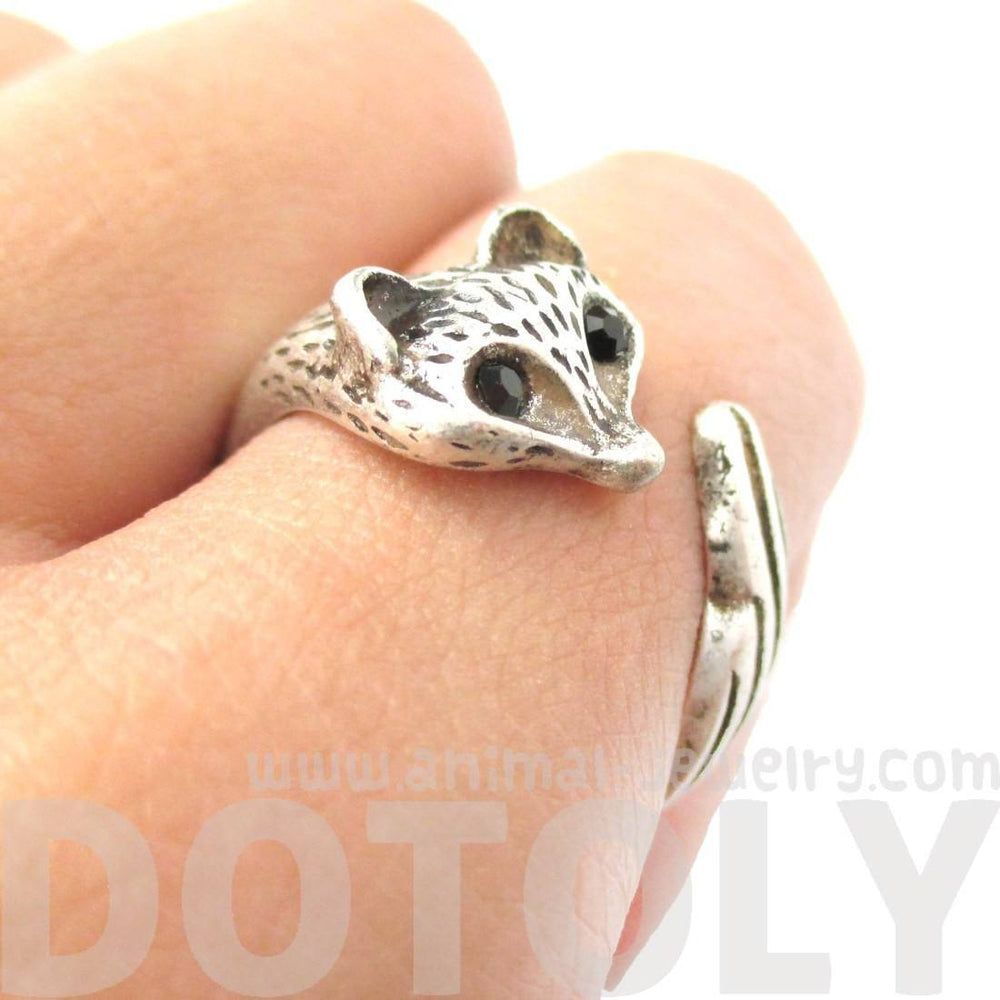 Adorable Fox Wolf Shaped Animal Wrap Around Ring in Silver | US Size 5 and 6 | DOTOLY